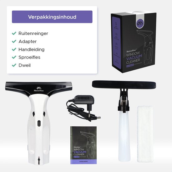 Nettoyeur de vitres électrique - Motionflow - avec vaporisateur - Rechargeable