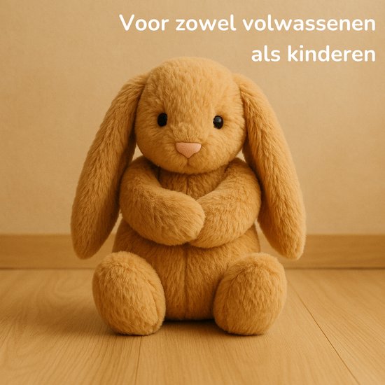Peluche lestée 2Kg - Peluche lestée - Coco Rabbit - Peluche lestée - Jouet sensoriel - Pour enfants et adultes - Marron - Avec sac de rangement en toile