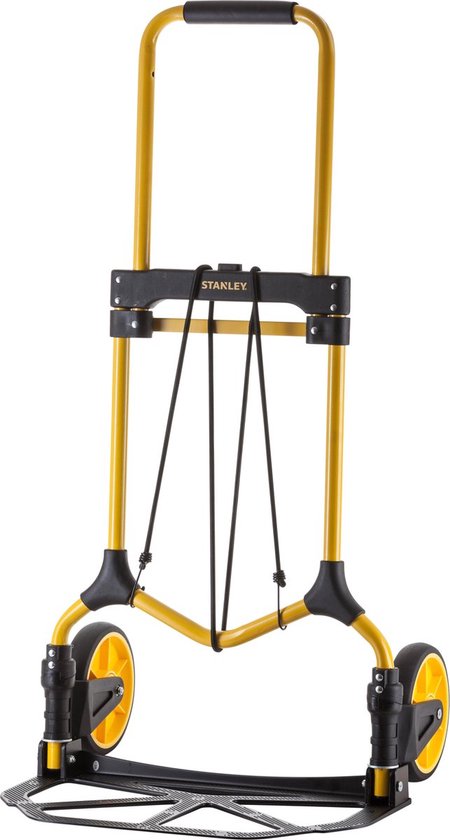 Stanley Foldable Trolley FT582 - Capacité de charge jusqu'à 90KG - Chariot de transport - 50 x 45 x 98 CM - Aluminium léger - Noir/jaune