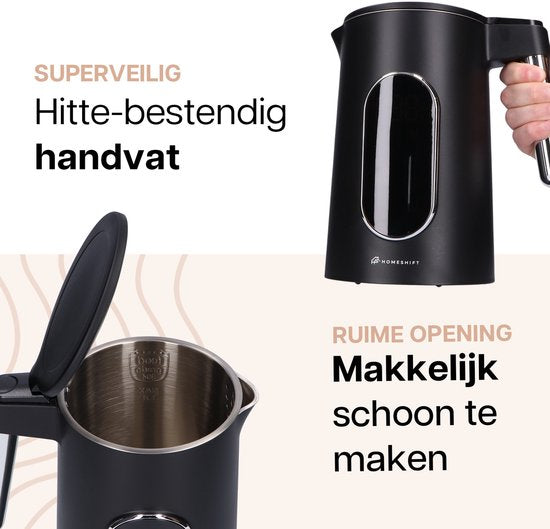 Bouilloire HomeShift® avec contrôle de la température - Fonction maintien au chaud - Double paroi - Électrique - 1,7 litre - 2200W - Noir