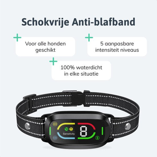 Dutchwide Anti-Bark Collar Pro - 100% étanche - Collier de dressage pour chiens - Avec dispositif anti-aboiement - Convient aux petits et grands chiens - Aide au dressage des chiens