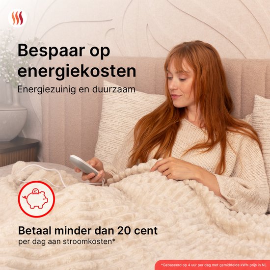Seranova Couverture électrique XXL - Fils chauffants supplémentaires - Modèle rayé - 180x160 cm - Couverture chauffante pour 2 personnes - Polaire double face - Beige