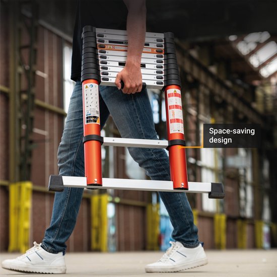 Batavia Echelle télescopique 3.27m - Echelle seule - Longueur étendue 327cm - Anti-dérapant - Fermeture souple brevetée - Charge maximale 150kg - Hauteur de travail 427cm - Girafe Air