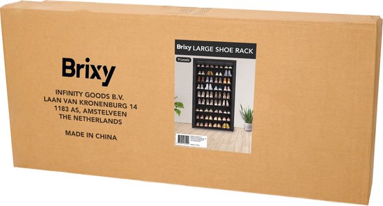 Brixy Shoe Rack XXL - Armoire à chaussures à 9 niveaux - Jusqu'à 54 paires de chaussures - 160x100x28cm - Noir