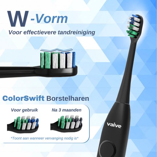 Brosse à dents électrique Vaive Sonic Wave Precision X8900 - 48000 VPM - 5 modes, 3 niveaux - 4 têtes de brossage et étui de voyage