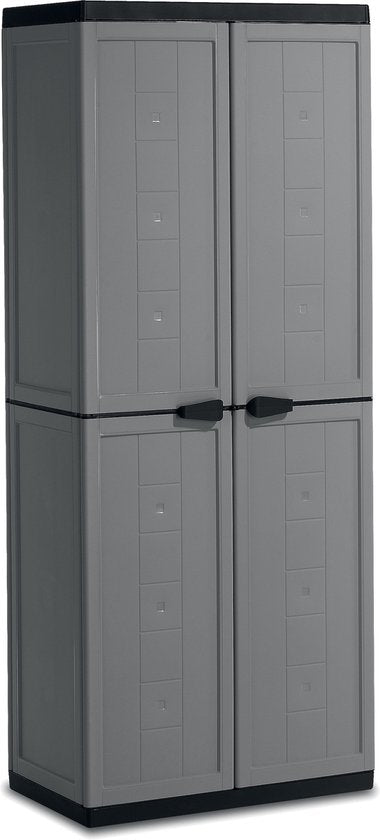 Armoire haute Jolly - 3 étagères - 68x39x166 cm - gris foncé/noir