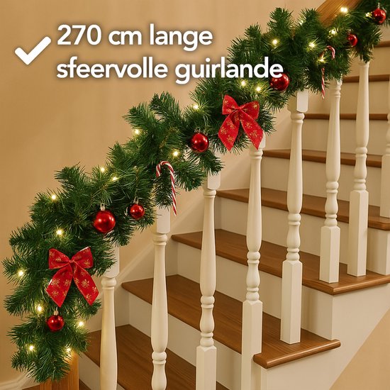 Nordlandia guirlande lumineuse - Minuterie - Décoration de Noël - 270 cm - Guirlande de Noël - Décoration de Noël - 35 LED - Prise de courant