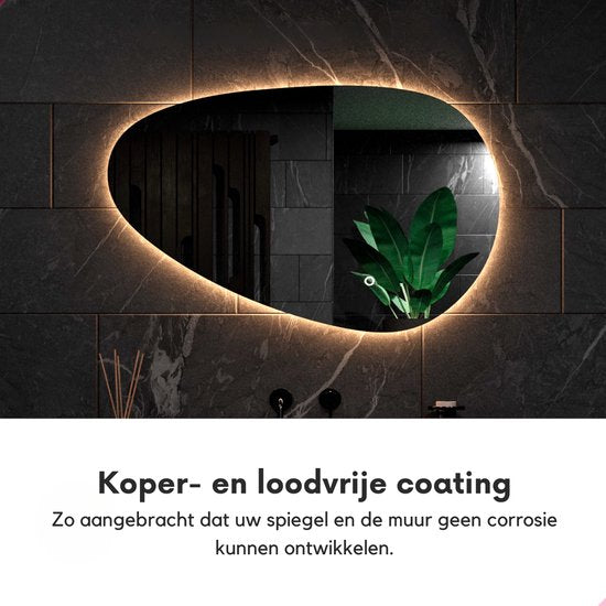 Mirlux Miroir de salle de bain avec éclairage LED - Asymétrique - Miroir mural organique - Miroir de douche anti-condensation - Miroir mural 120x75CM