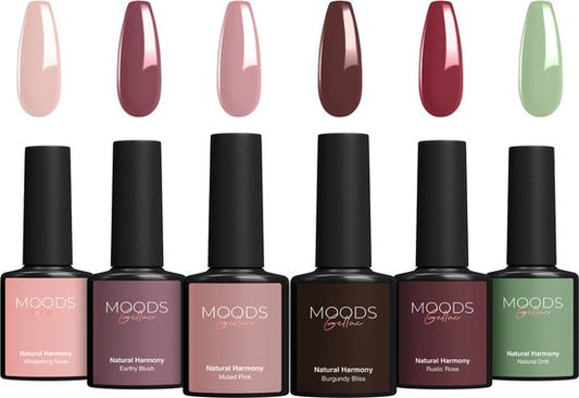 Moods Gellac 6-Piece Set - Gel Nail Polish Starter Pack - Vernis à ongles en gel - 8ML - Natural Harmony - Gellac - Nails - Chic Colours