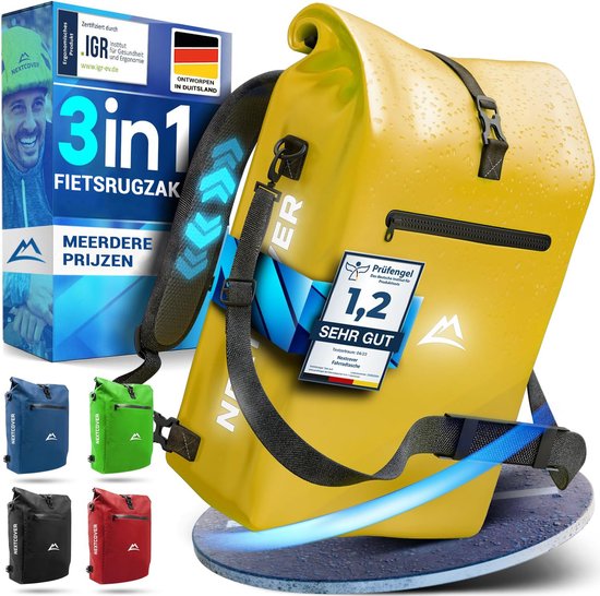 Nextcover® NEW 3in1 Pannier Bag for Carrier [Aquashield] - Sac à bagages, sac à dos et sac à bandoulière [25 Litres] I Sac à dos étanche