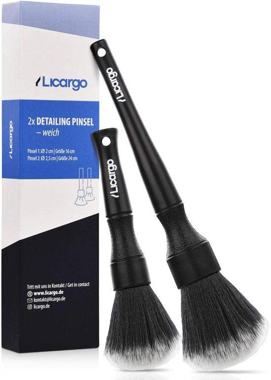 LICARGO Detailing Brush Car - ultra-soft for gentle cleaning inside and out - 2 pieces brushes car care - soft car detailing brush - upper car brush cleaning brush set