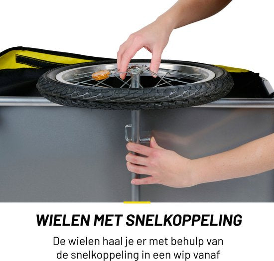 Dunlop Bicycle Trailer - Remorque pour vélo - Remorque pour vélo - Bagages pliable - Remorque pour vélo avec réflecteurs et housse de pluie ajustable - Jaune
