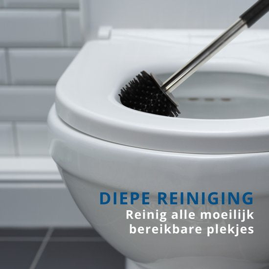EasyPicks Premium Toilet Brush - Brosse de toilette - Avec support - Antibactérien - Avec diffuseur d'odeurs - Noir