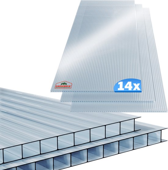 Lot de 14 feuilles flexibles en polycarbonate 4 mm - Gardebruk – 60,5 x 121 cm – Double paroi anti-UV et choc – 10,25 m²