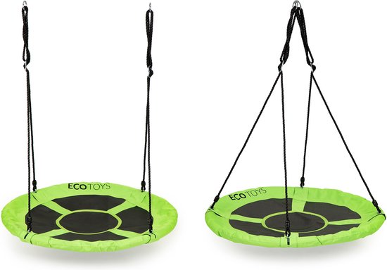 Balançoire à litière Jouet d'extérieur 100 cm vert - Balançoire pendulaire - Balançoire nid - Balançoire ronde - Nid de brebis - Charge 100 kg - Pour enfants et adultes