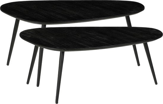 Mica Decorations Table d'appoint Jailey - Lot de 2 - L84 x L39 x H39 cm - Bois recyclé - Noir