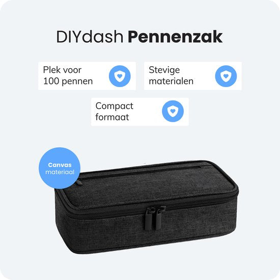 Diydash Etui - Trousse à crayons - Trousse scolaire - Grand Etui - Fournitures scolaires - Trousse Scolaire - Pour filles, garçons et adultes - Noir