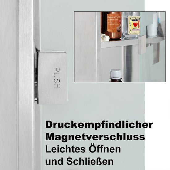 Monzana - Armoire à pharmacie avec serrure - Argent - acier inoxydable - 48,5cm x 25cm x 12cm