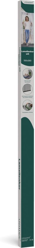 O'DADDY® Fly Curtain Slat Screen - 150x260 cm - Rideau de porte - Porte - Design ajustable - Fibre de verre - Moustiquaire de porte blanche