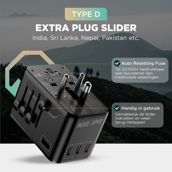 Remodius® World Plug PRO - 220+ pays - Prise de voyage universelle avec PD100W Ultra USB C Fast Charging pour ordinateurs portables, téléphones, tablettes et autres - 3x USB-C - 1x USB-A