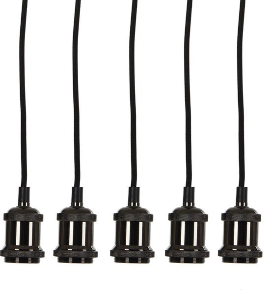 Mica Decorations Lampe pendante Fuga - E27 - Lot de 5 - IP20 - 150 x Ø15 cm - Noir