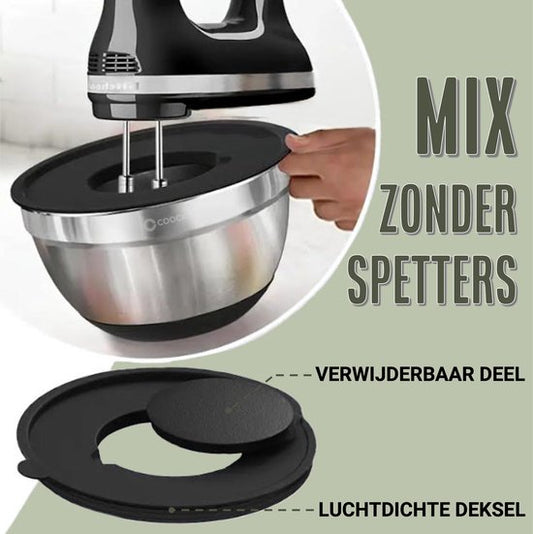 COOCK inox - Set de bols à mélanger avec couvercle - Bols à frire avec couvercle - Bol de stockage avec râpe - Bol pour salades et mélanges - Set de 22 pièces de 1,5 à 5 litres - Cuillères à mesurer incluses