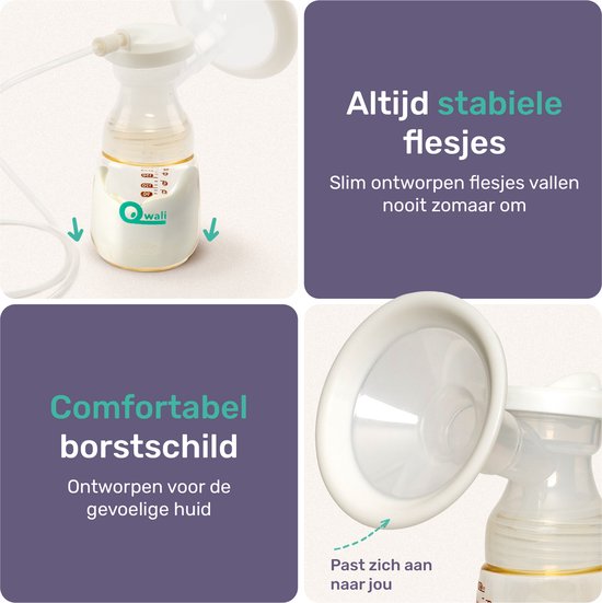 Tire Lait électrique - Qwali - Double - Sans BPA - avec 2 biberons - tire-lait sans fil