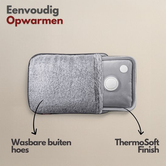 Coozie Electric Jug - 1L - avec manchon ThermoSoft en tissu duveteux - Carafe d'eau chaude chauffante et douce - Carafe d'eau chaude - Gris