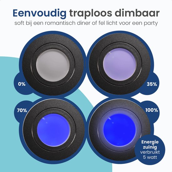 Gologi Smart Recessed Spotlights - Smart LED Downlight Dimmable - Tiltable - RGB+CCT Light - Gu10 LED Lamp - Black