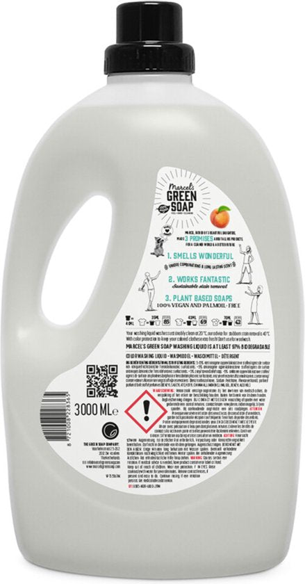 Détergent liquide Marcel's Green Soap - Grand paquet - Pêche et Jasmin - 3L - 69 lavages