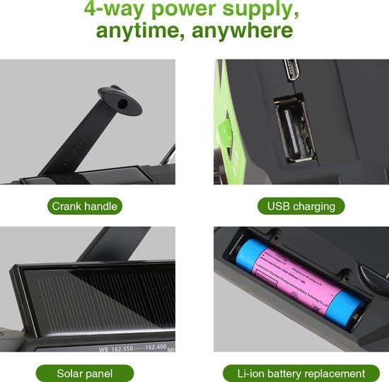 Radio solaire - Radio à manivelle 4000mAh - Dynamo solaire à manivelle, AM/FM/NOAA Radio météo portable - Avec lampe de poche - Alarme SOS - Chargeur de téléphone portable d'urgence