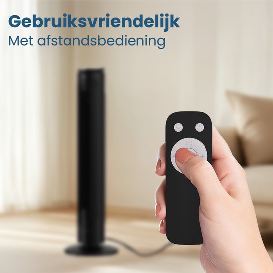 Auronic Tower Fan - Floor Fan - Air Cooler - Standing Fan - 105 CM - 5 Speeds - With Remote Control - Silent Fan - Fan - 45 dB - Black