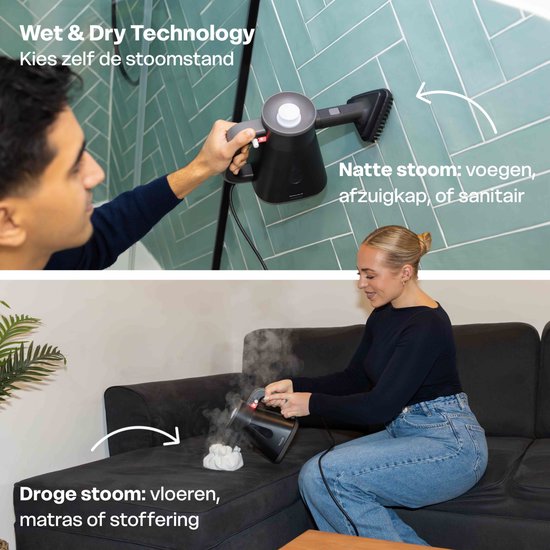 Techweise TS Compact Handheld Steam Cleaner - 15 Accessories - 1200W 2.6 Bar- Wet & Dry function - Handheld Steam Cleaner