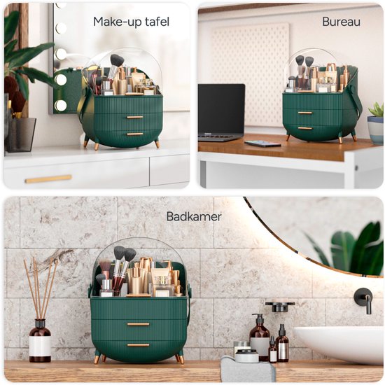 Organess - Organisateur de maquillage - Boîte de rangement - Organisateur de soins - Trousse de maquillage - Vert