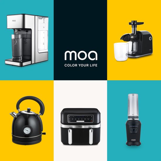 MOA Blender - Smoothie Maker avec 2 gobelets en Tritan de 600ml - Mini Blender To Go - 800W - acier inoxydable - Noir