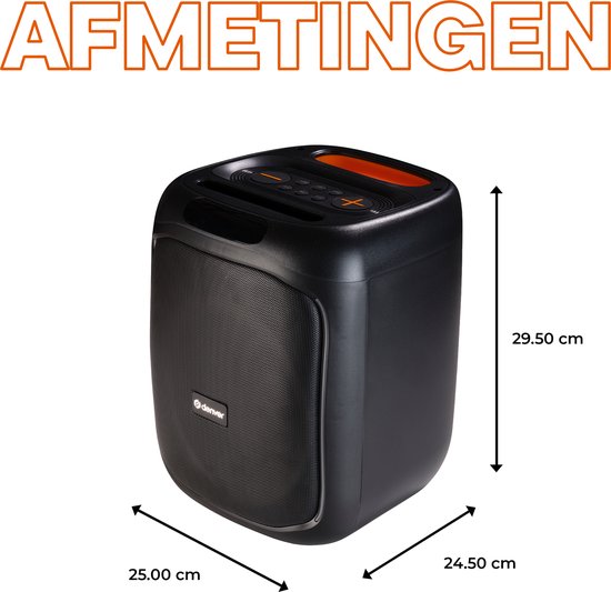 Enceinte Bluetooth Denver Party Box - Lumières disco - Incl. Télécommande - Prise microphone - BPS165