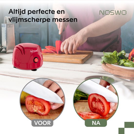 Noswo Aiguisoir électrique pour couteaux - Multifonctionnel - Convient aux couteaux, tournevis et ciseaux - Antidérapant - Rouge