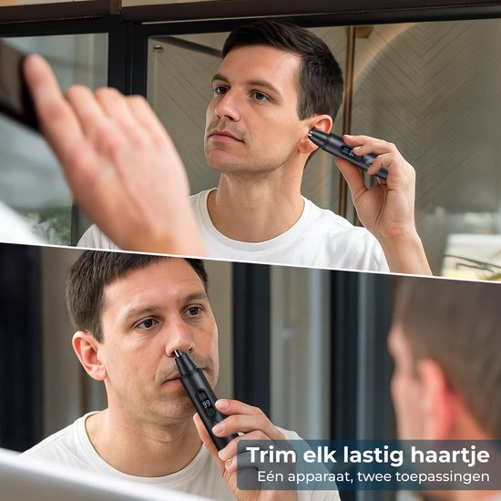 Nuvance Tondeuse à nez - Rechargeable & Rinçage - Tondeuse à nez - Tondeuse à oreilles - Homme & Femme - USB C - Noir