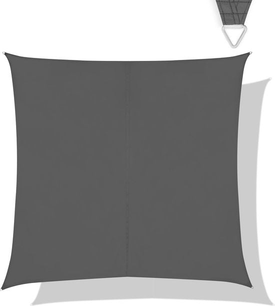 VONROC Premium Toile d'ombrage - Carré - 360x360 cm - Imperméable - Gris - Sac de rangement et cordon de fixation inclus