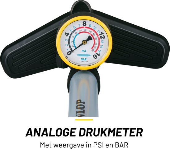 Pompe à vélo Dunlop avec manomètre - Pompe à vélo pour valve Dunlop, Schrader et française - Pompe sur pied avec adaptateurs pour jouets aquatiques et balles