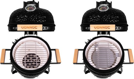 VONROC - BBQ - Kamado - 13" - Avec couvercle de protection, plateau et base - Barbecue au charbon de bois - Céramique