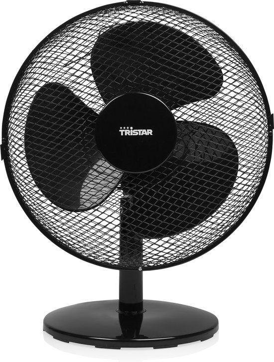 Ventilateur de table 30 cm - 3 vitesses - Oscillation 85° - Débit d'air réglable - Tristar VE-5725 - Noir
