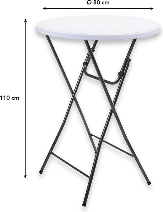 Infinity Goods Sturdy Stand Table - Table de fête - Robuste et résistante aux intempéries - Pliable - 80cm x 110cm - Fête - 1 pièce - Blanc/Gris