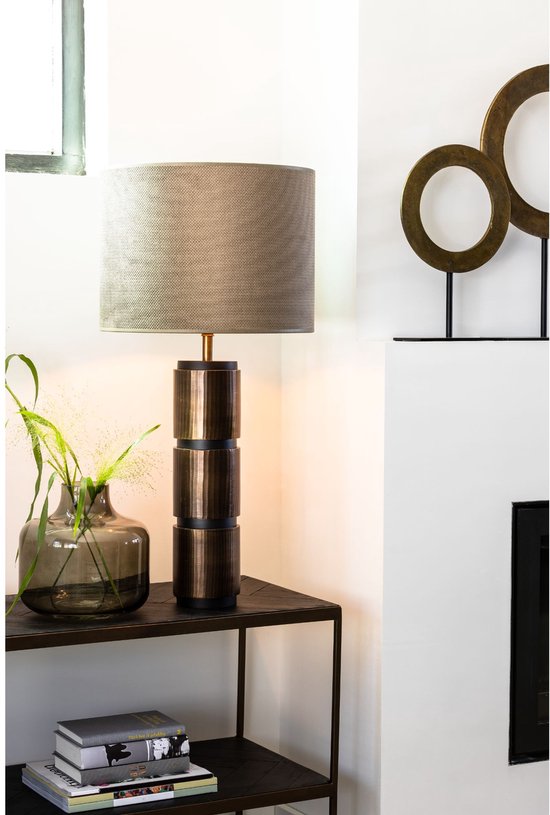 Light & Living Abat-jour cylindrique Vandy - Olive - Ø30x21cm - pour lampes de table, lampes suspendues