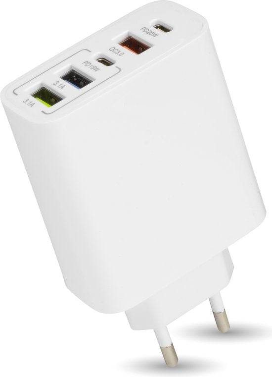 Nuvance - Adaptateur USB - 5 Ports - Prise USB - Chargeur USB - Convient à tout câble USB - Blanc