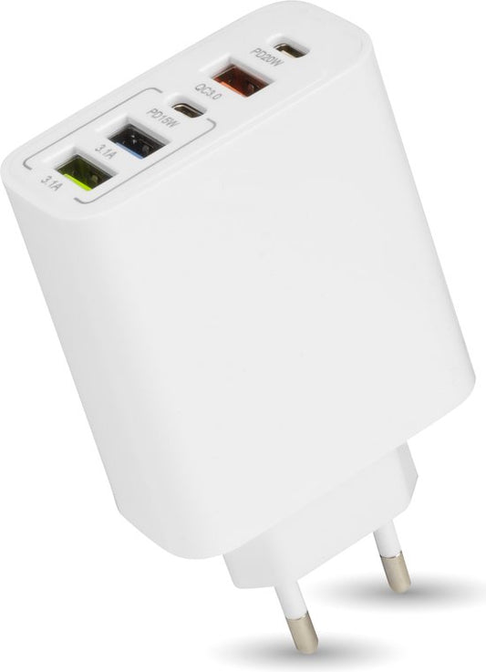 Nuvance - Adaptateur USB - 5 Ports - Prise USB - Chargeur USB - Convient à tout câble USB - Blanc