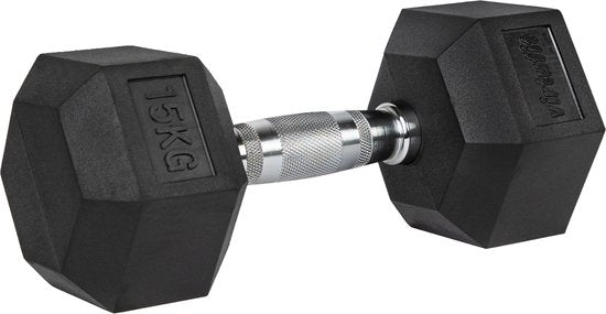 VirtuFit Hexa Dumbbell Pro - 15 kg - Hexagon Dumbbell - Durable et résistant - Entraînement musculaire - Poids - CrossFit & Fitness - Convient aux débutants et aux professionnels - Vendu à l'unité