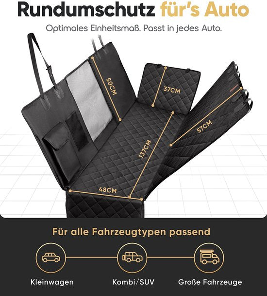 HELDENWERK housse de voiture pour siège arrière de chien imperméable et résistante aux rayures - couverture universelle pour siège arrière de voiture avec protection latérale et fenêtre de visualisation - couverture de voiture pour chien, protection du si