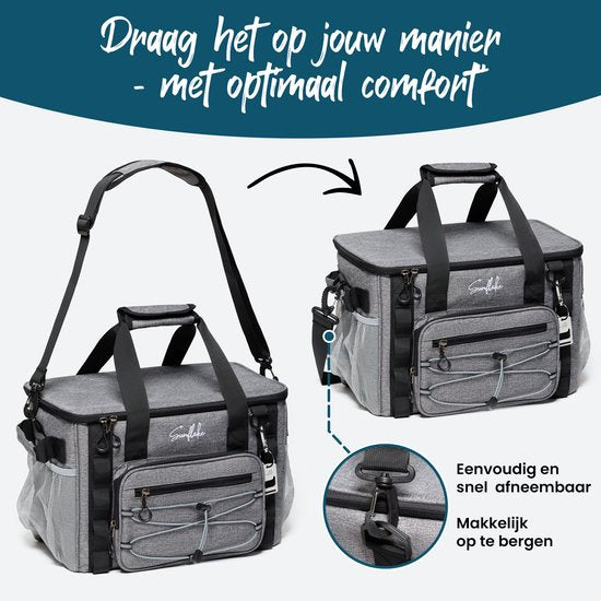 Cool Bag Large - 22 Litres - 5 Layer Insulated Picnic Bag for Adults - Lunch Bag - Grey - Sunflake