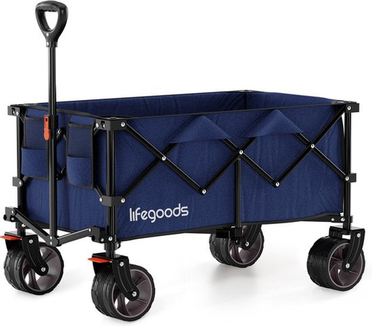 Chariot de Plage LifeGoods - Camping - XL - Pliable - 200L - Bleu